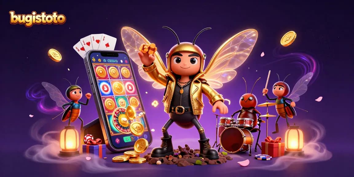Memenangkan jackpot dengan bugistoto di kasino digital yang meriah dan penuh warna.