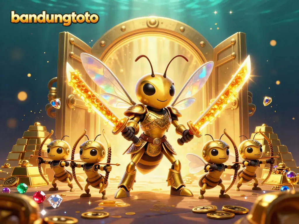 Experience thrilling gameplay at bandungtoto with vibrant visuals of a golden hornet and treasure.