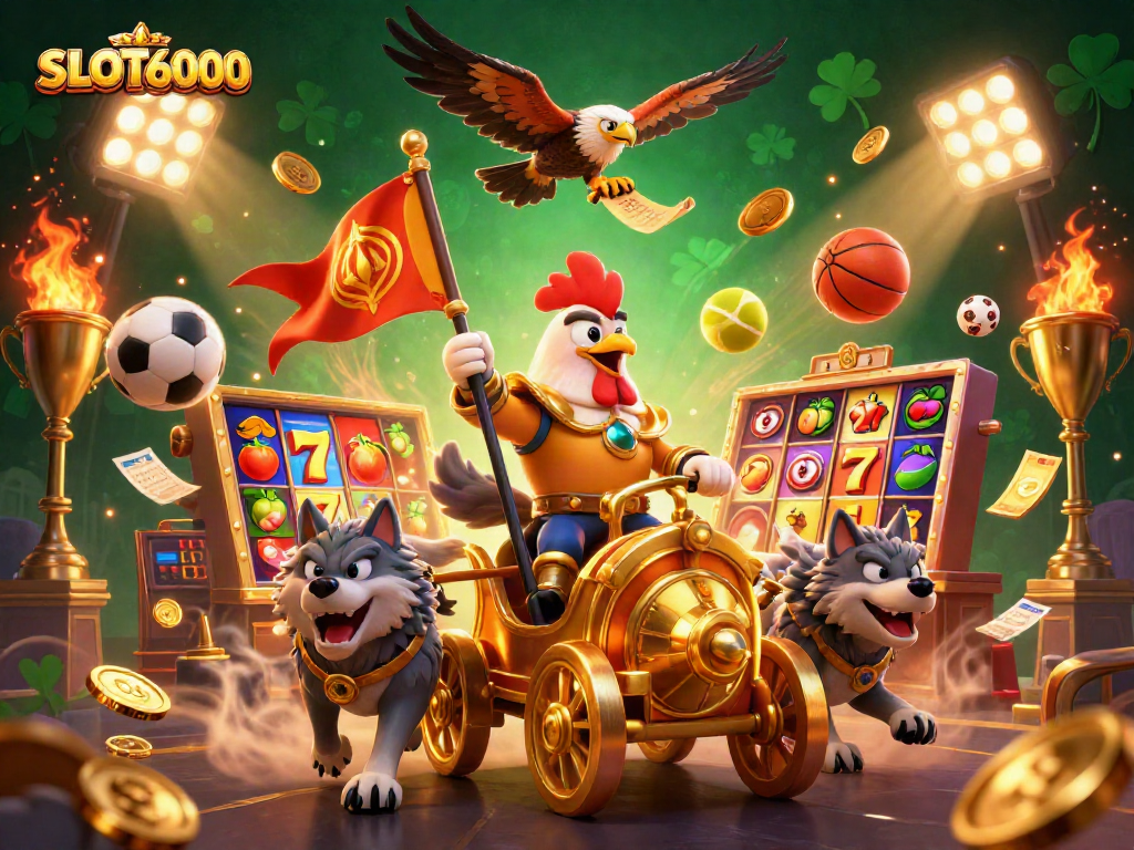 Spin the reels and chase the jackpot with SLOT6000 in an adventurous 3D casino scene.