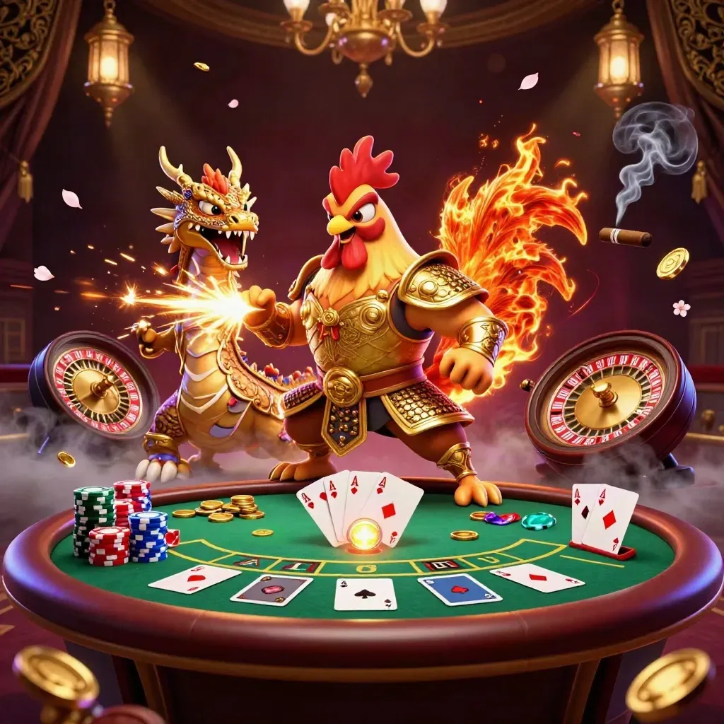 Ayam samurai emas, naga kecil, dan kucing hoki di kasino mewah