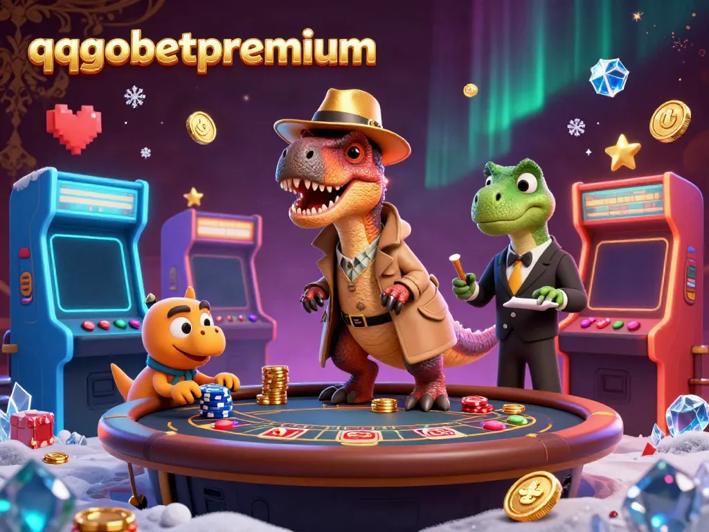 Watch the cartoon velociraptor and friends at the blackjack table in the exciting qqgobetpremium casino scene.