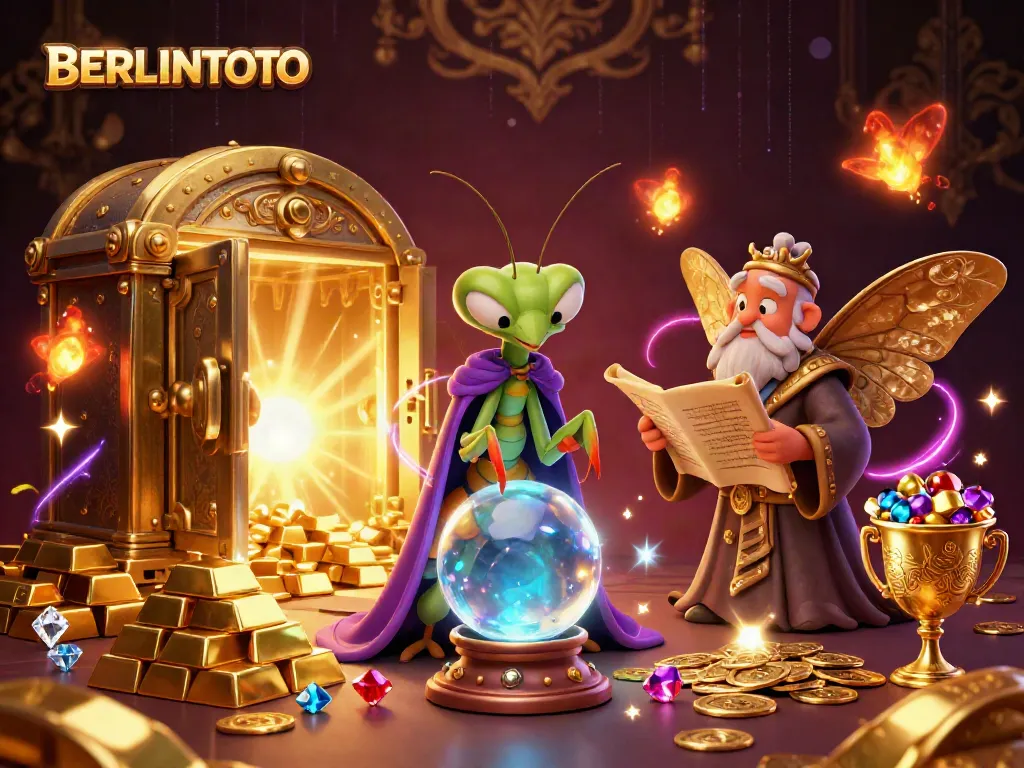 Engage in thrilling games at BERLINTOTO with a vibrant fantasy scene filled with treasures and magical characters.