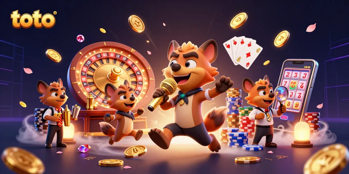 Experience the laughter and excitement in toto's vibrant casino scene, with hyenas entertaining and drinks flowing.