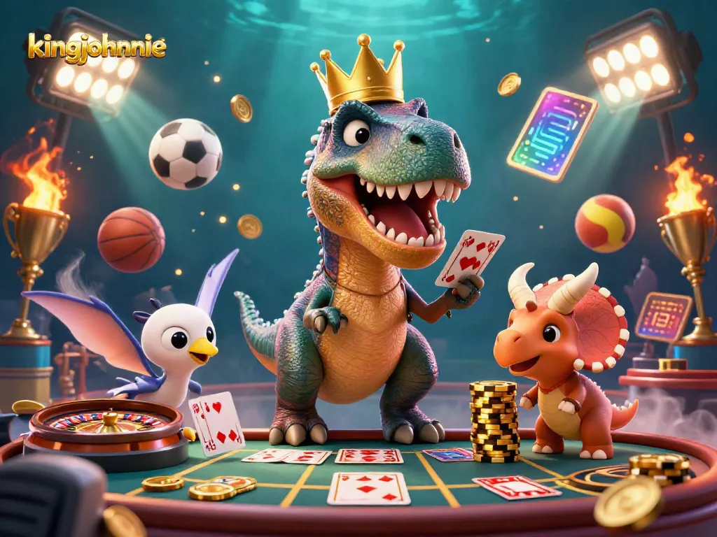 Engage with King Johnnie's exciting live casino featuring delightful dinosaur characters.